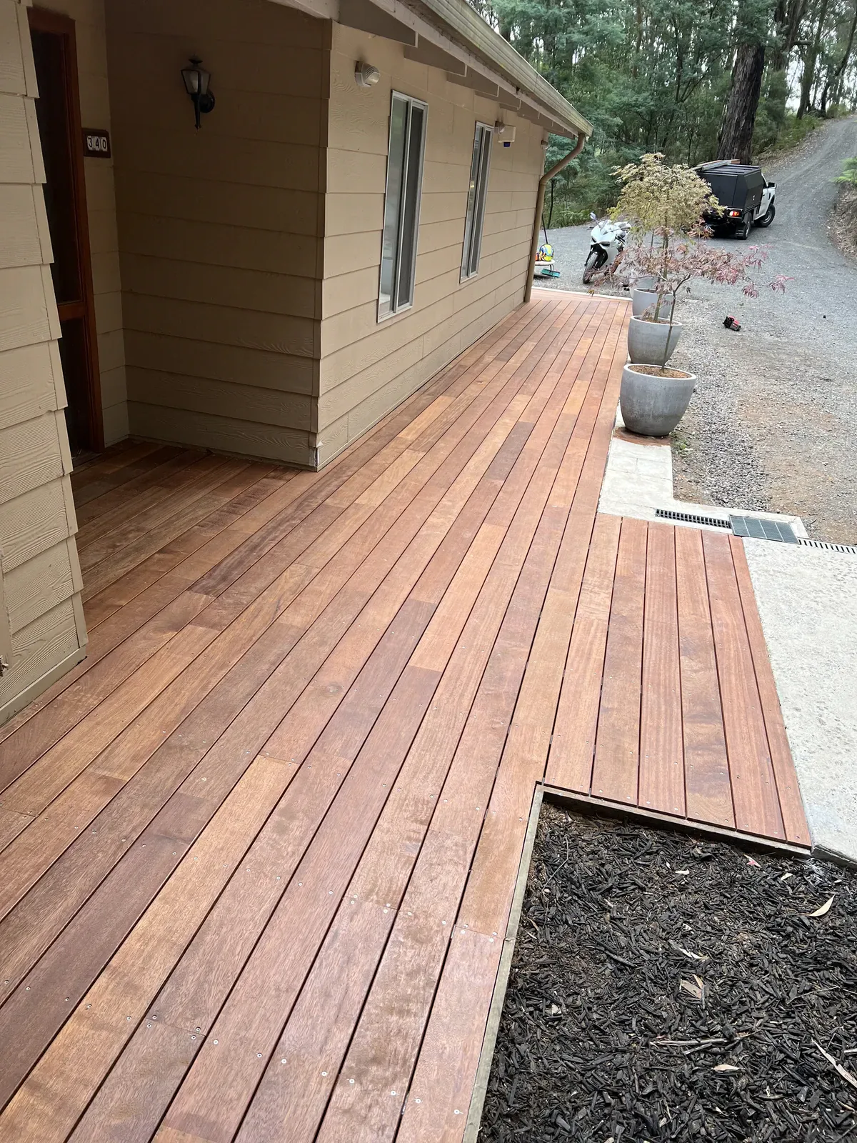 Outdoor deck and living area at a residential home